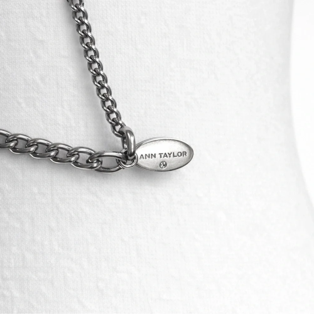 Ann Taylor Silver Chain Snakeskin Pendant Necklace 17.5